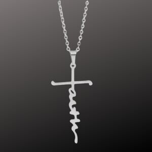 Faith Cross Stainless Steel Necklace Womens Fashion Jewelry Silver Pendant